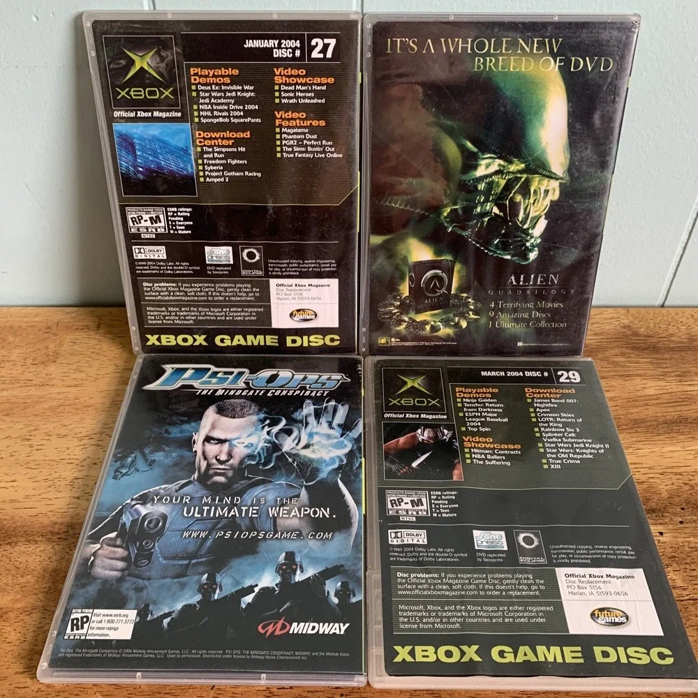 Original Xbox Magazine Demo Discs Lot of 4 Good Condition Riddick Ninja Gaiden
